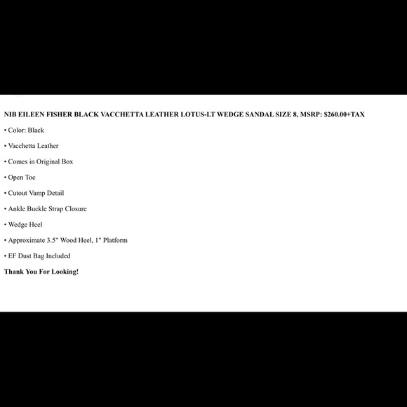 NWT Eileen Fisher Leather Wedge Sandals Sz 8 - Picture 10 of 10